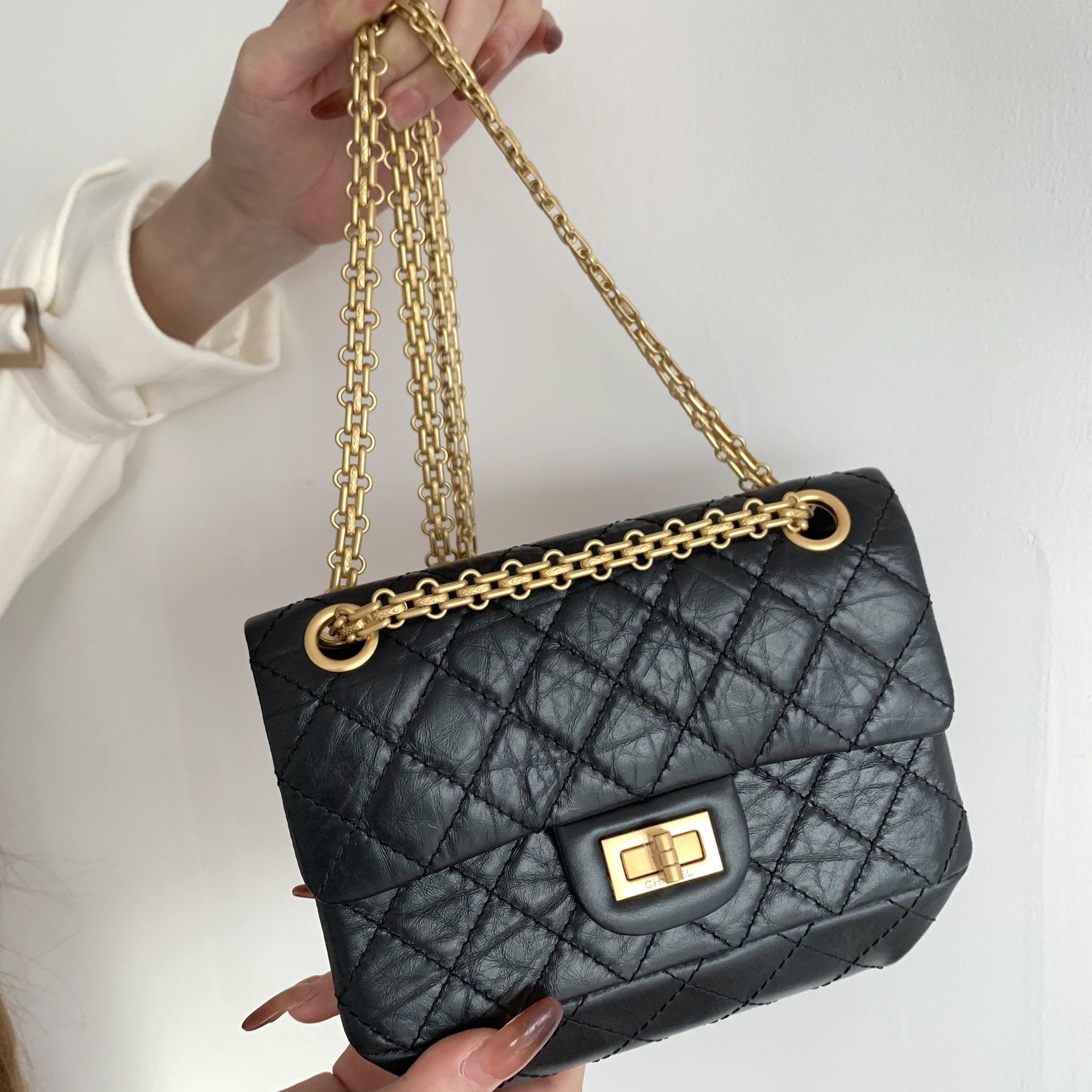 CHL - Mini 2.55 Handbag Black For Women Gold Toned Hardware 7.8in/20LO AS0874 Y04634 94305