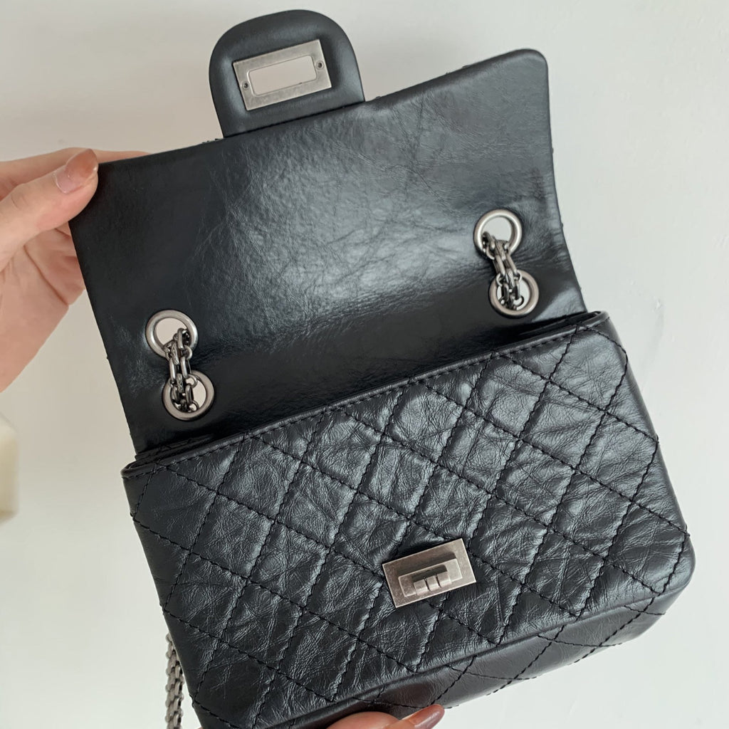 CHL - Mini 2.55 Handbag Black For Women SilLusso Official - Toned Hardware 7.8in/20LO AS0874 Y04634 94305