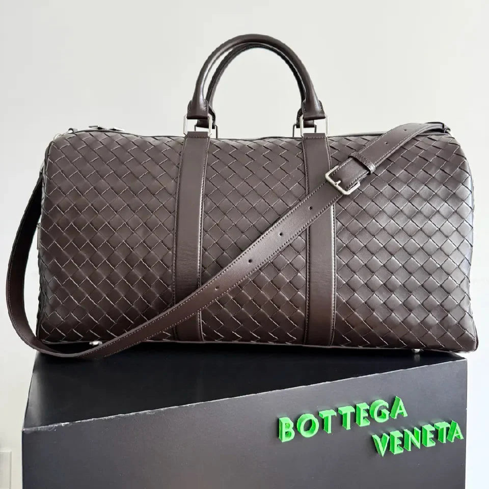 BV 25s  Bottega Veneta Duffel Bag Deep Brown Intrecciato leather