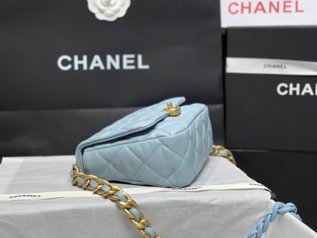 CHL - Small Flap Bag Gold-Tone Metal Blue Bag For Women 16LO/6.2in
