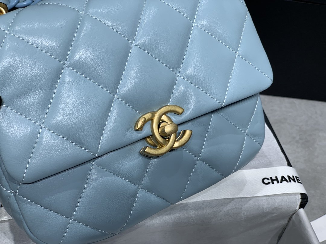 CHL - Mini Flap Bag Gold-Tone Metal Blue Bag For Women 13LO/5in