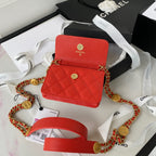 CHL -  Clutch With Chain Gold Hardware Grained Shinny Red For Women Handbags, Shoulder Bags 4.7in/12LO AP2857
