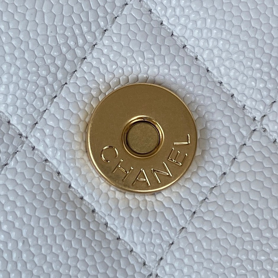 CHL -  Clutch With Chain Gold Hardware Grained Shinny White For Women Handbags, Shoulder Bags 4.7in/12LO AP2857