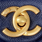 CHL - Mini Flap Bag With Top Handle Gold Hardware Navy Blue For Women Handbags, Shoulder Bags 7.9in/20LO AS2431 B08846 NJ532