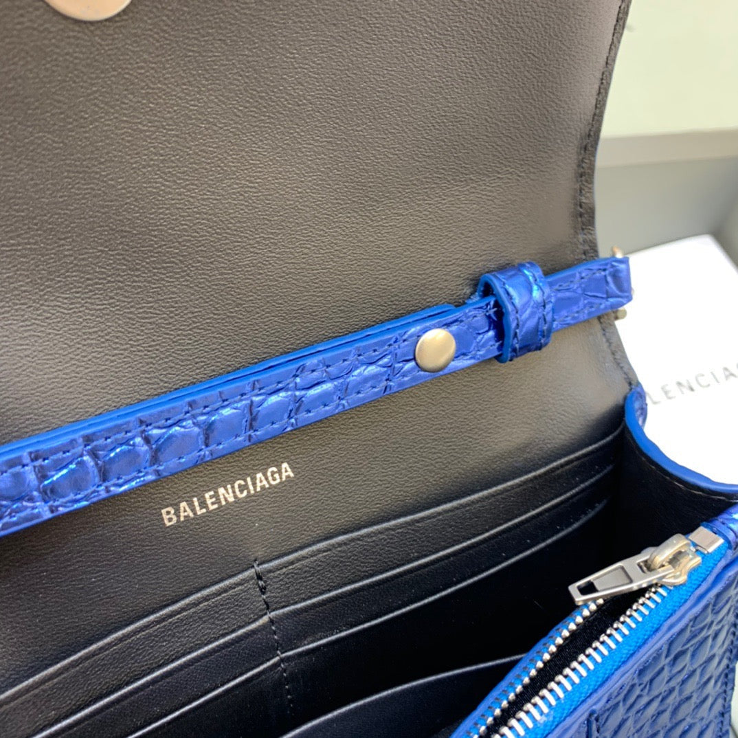 BLN-Ciaga Hourglass Wallet On Chain in Blue, For Women,  Bags 7.6in/19LO