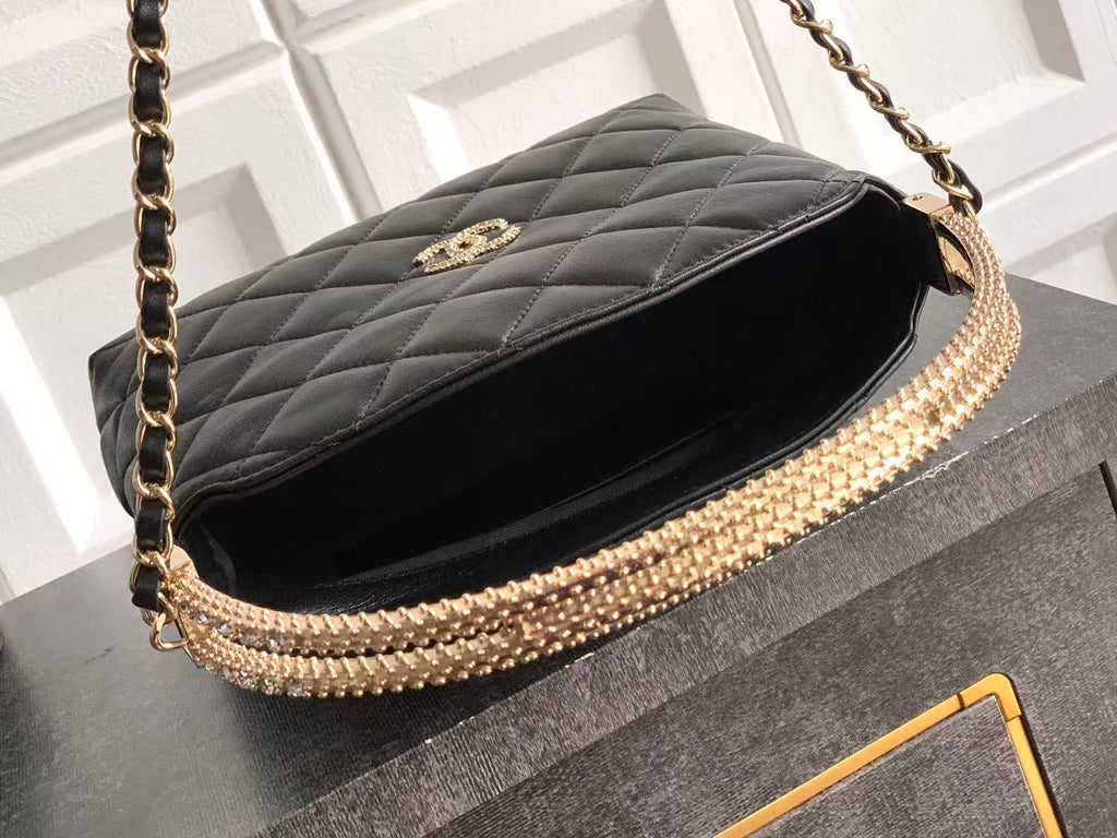 CC 25 Hobo Mini Handle Bag Black Caviar