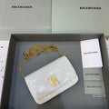 BLN-Ciaga Croc Embossed Patent B Bag With Chain In White, For Women,  Bags 7.9in/20LO
