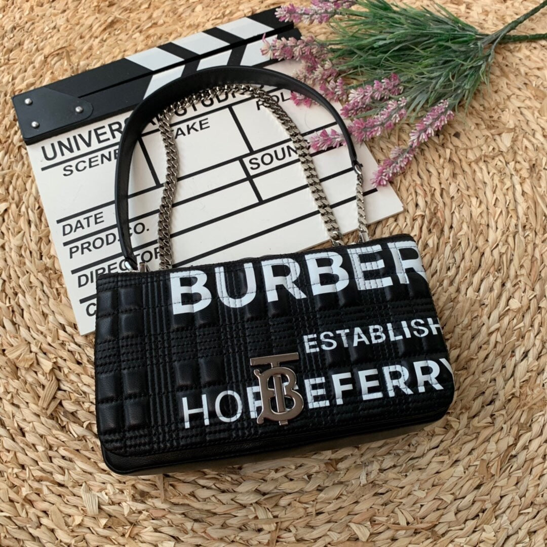 B-Berry - BB  Horseferry Print Quilted Small Lola Bag Monogram Black For Women, Bags 9in/23LO 80216191