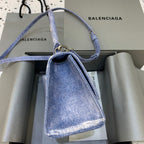 BLN-Ciaga Hourglass Small Handbag In Blue Denim Printed, For Women,  Bags 9in/23LO 5935462104W9064