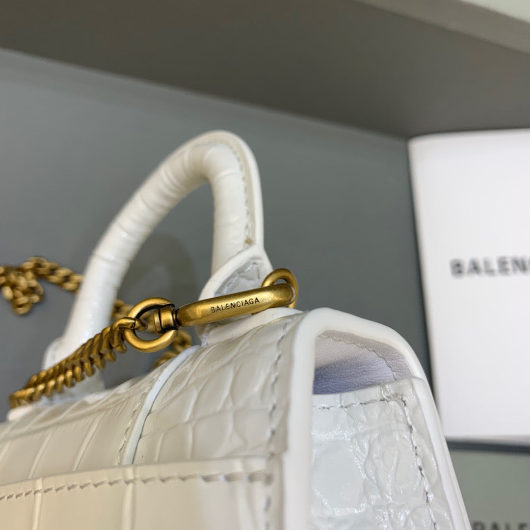 BLN-Ciaga Hourglass Mini Handbag With Chain In White, For Women,  Bags 4.7in/12LO