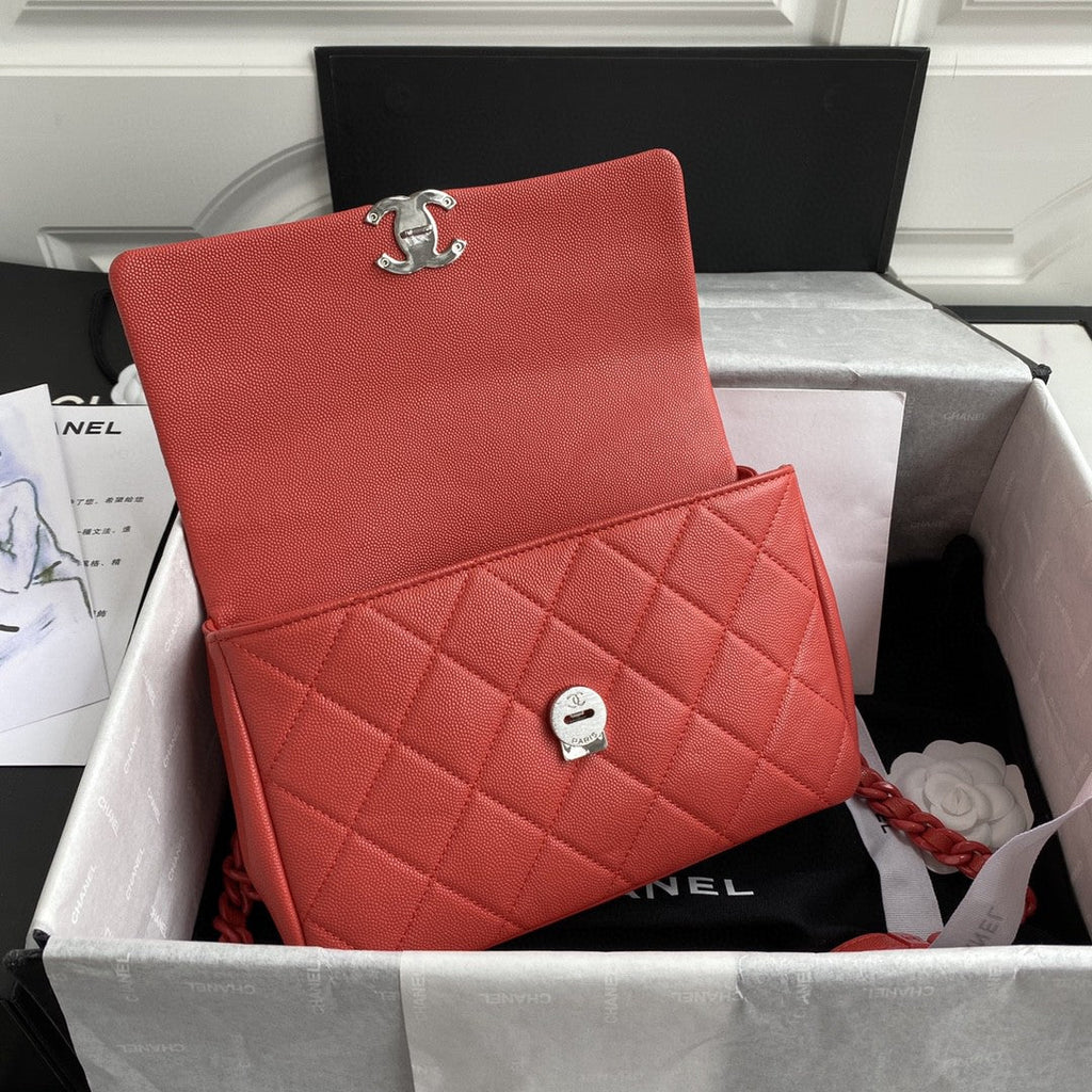 CHL - Flap Bag Red Hardware Grained Red For Women Handbags, Shoulder Bags 9.4in/24LO AS2303