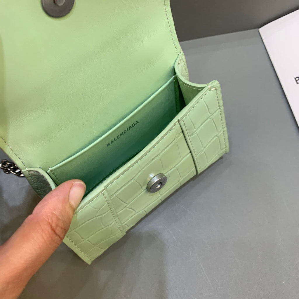 BLN-Ciaga Hourglass Mini Handbag With Chain In Light Green, For Women,  Bags 4.7in/12LO