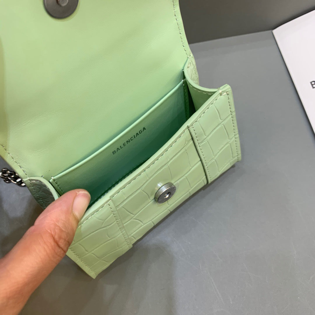 BLN-Ciaga Hourglass Mini Handbag With Chain In Light Green, For Women,  Bags 4.7in/12LO