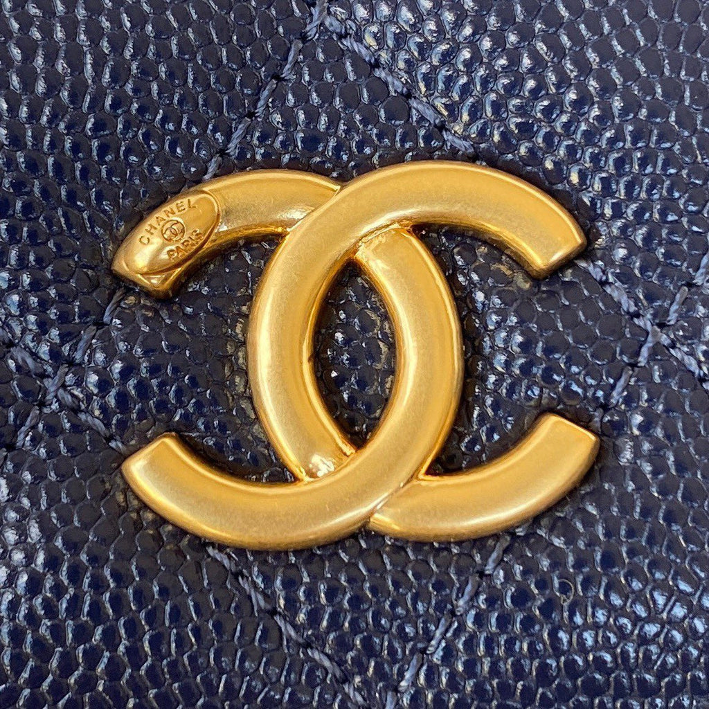 CHL -  Clutch With Chain Gold Hardware Grained Shinny Navy Blue For Women Handbags, Shoulder Bags 4.7in/12LO AP2857