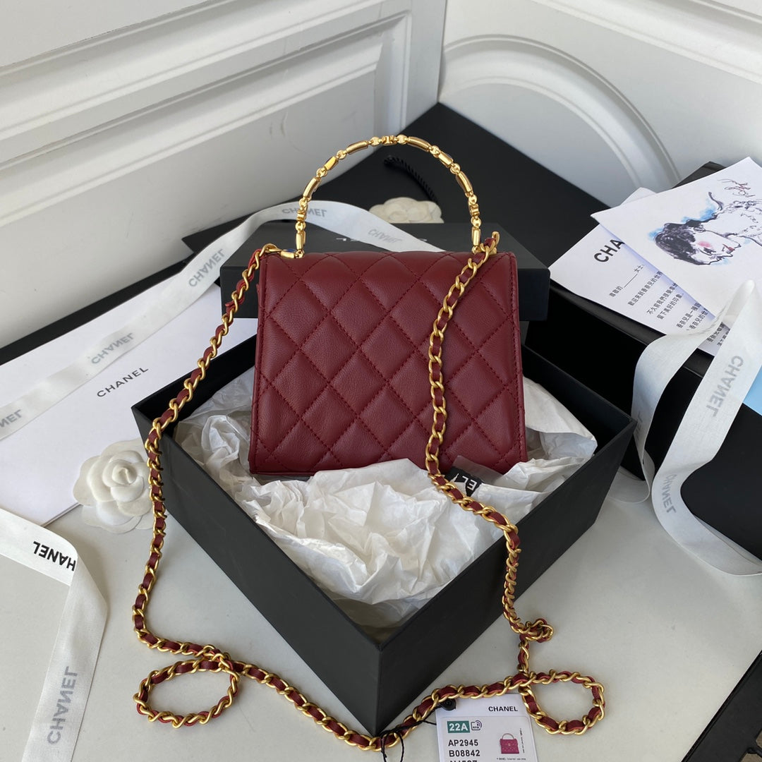 CHL -  Clutch With Chain Gold Hardware Red For Women Handbags, Shoulder Bags 5.7in/14.5LO