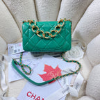 CHL -  Flap Bag Gold Hardware Green For Women Handbags, Shoulder Bags 7.9in/20LO AS3366
