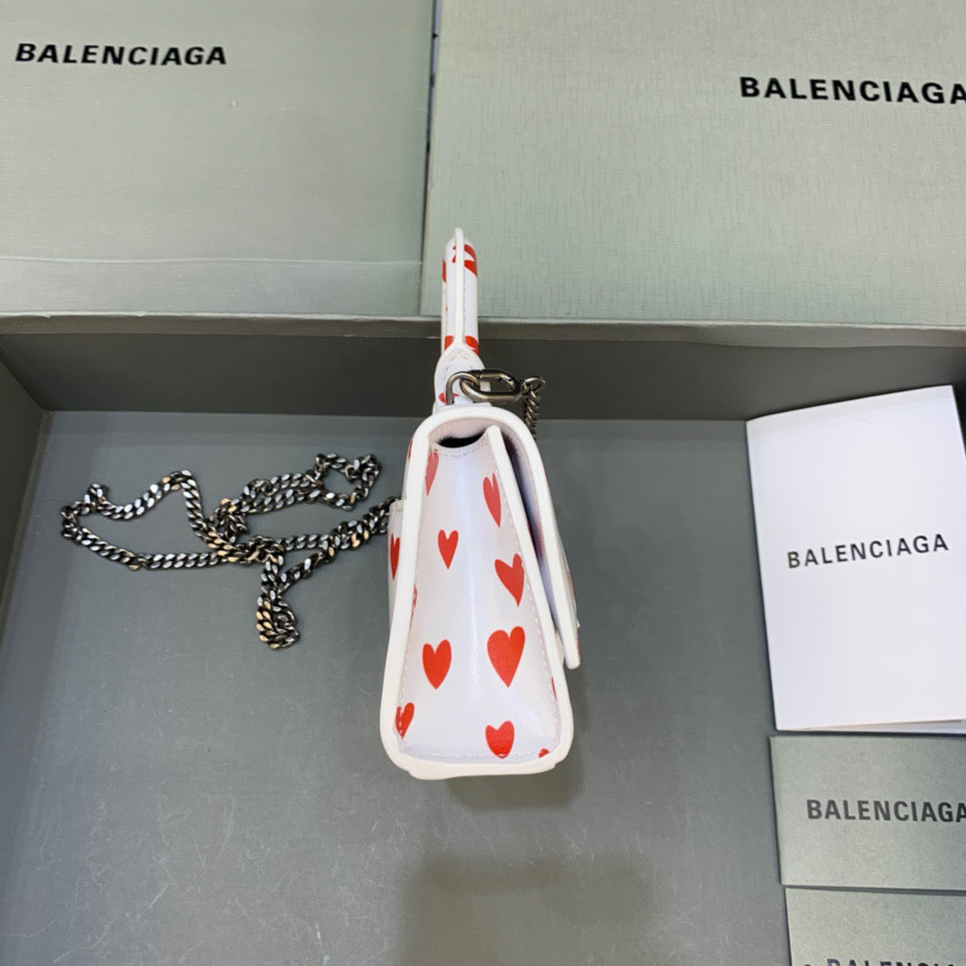 BLN-Ciaga Hourglass Mini Handbag With Chain In Red And White, For Women,  Bags 4.7in/12LO