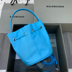 BLN-Ciaga Le Cagole Medium Bucket Bag In Light Blue, For Women,  Bags 11.8in/30LO