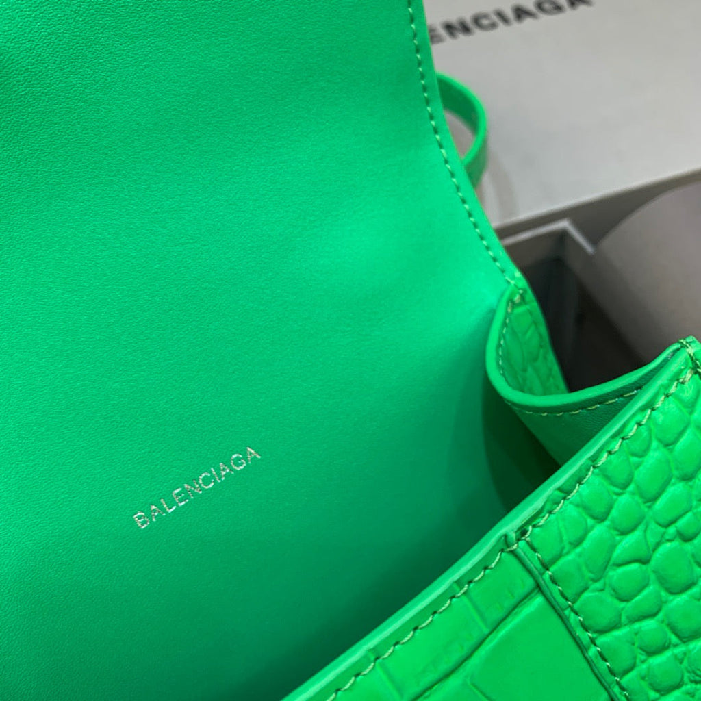 BLN-Ciaga Hourglass XS Handbag In Bright Green, For Women,  Bags 7.4in/19LO 5928331U6AK3809