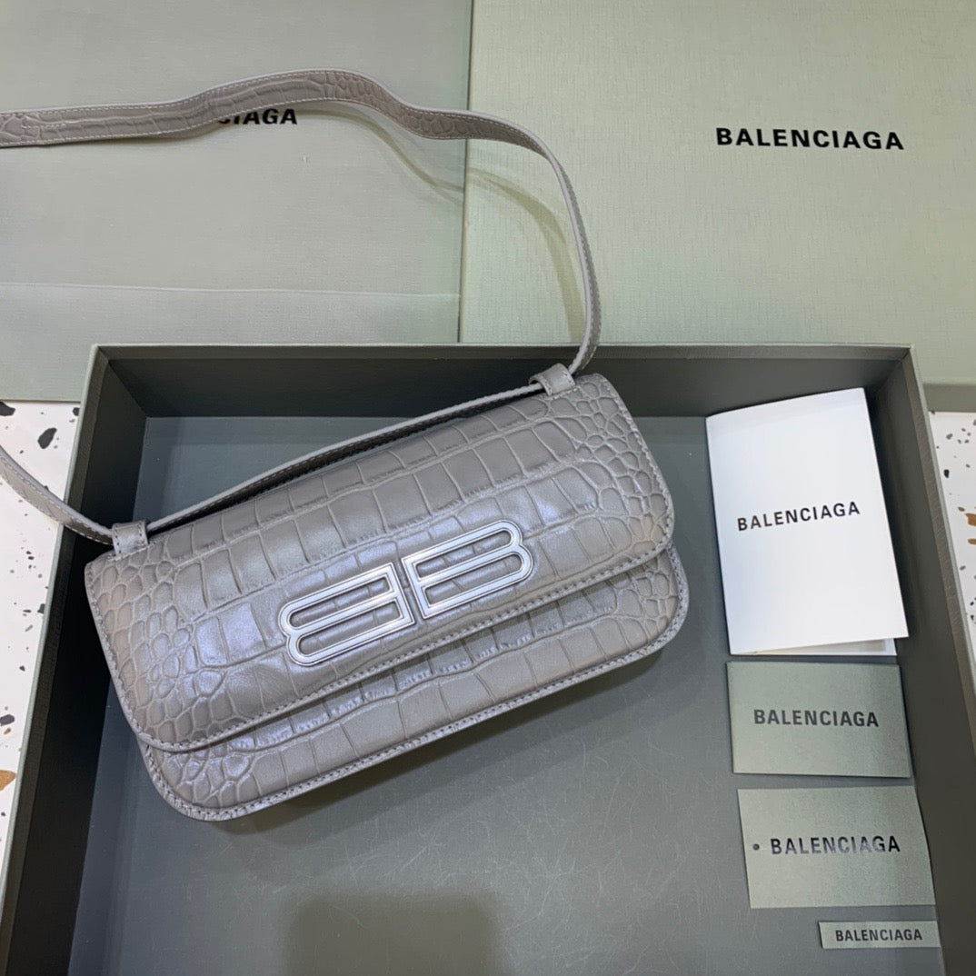 BLN-Ciaga Gossip Small Shoulder Bag Gray, For Women,  Bags 9.1in/23LO