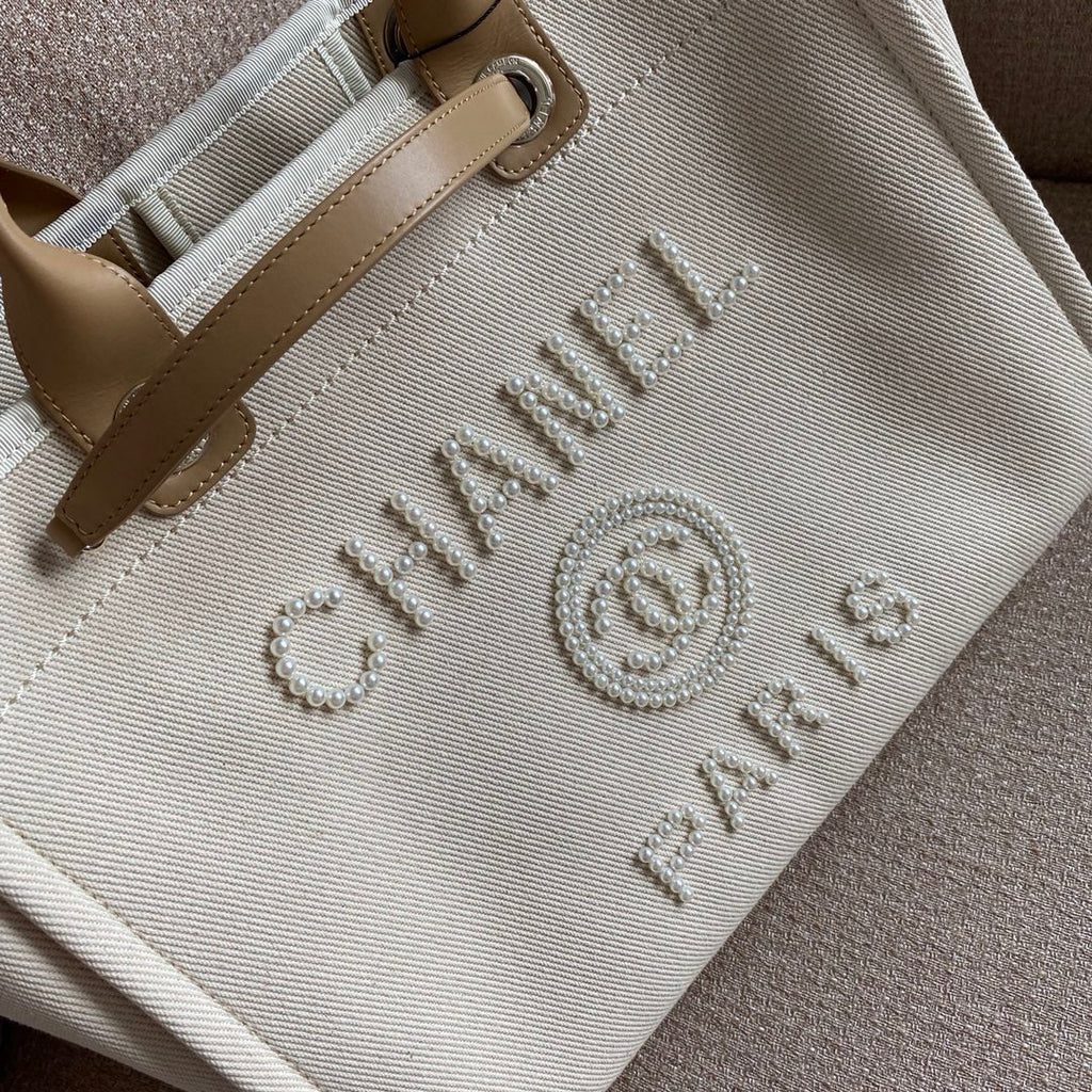 CHL -  Deauville Tote Tweed Bag SuMM - er Collection White For Women 15.7in/40LO