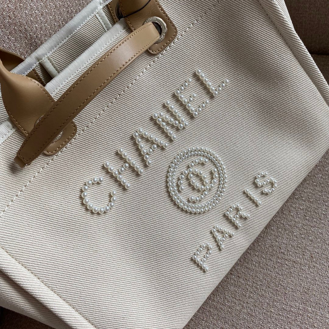 CHL -  Deauville Tote Tweed Bag SuMM - er Collection White For Women 15.7in/40LO