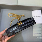 BLN-Ciaga Hourglass Wallet On Chain in Black, For Women,  Bags 7.6in/19LO  6560501LRGM1000