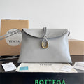 BV Liberta Crossbody Bag Buckle 30cm Silver Gray Cowhide