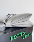 BV Liberta Crossbody Bag Buckle 30cm Silver Gray Cowhide