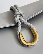 BV Liberta Crossbody Bag Buckle 30cm Silver Gray Cowhide