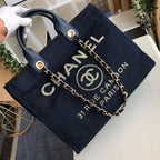 CHL -  Deauville Tote Canvas Bag Dark Blue For Women 14.9in/38LO