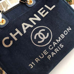 CHL -  Deauville Tote Canvas Bag Dark Blue For Women 14.9in/38LO