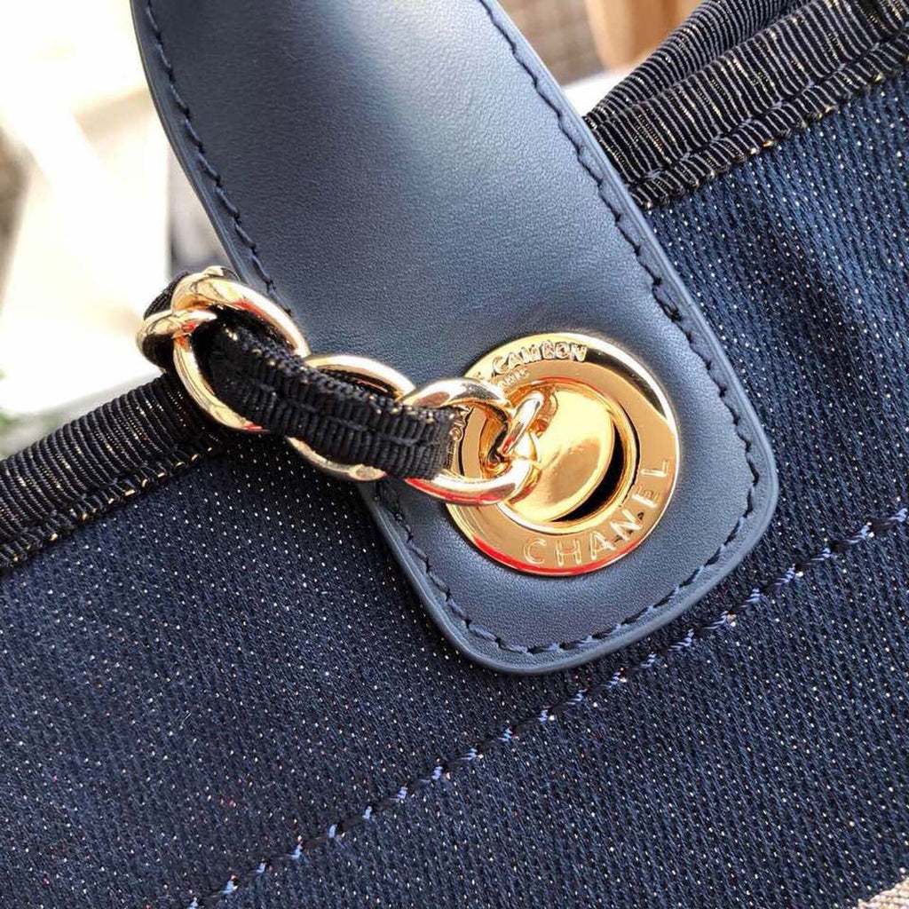 CHL -  Deauville Tote Canvas Bag Dark Blue For Women 14.9in/38LO