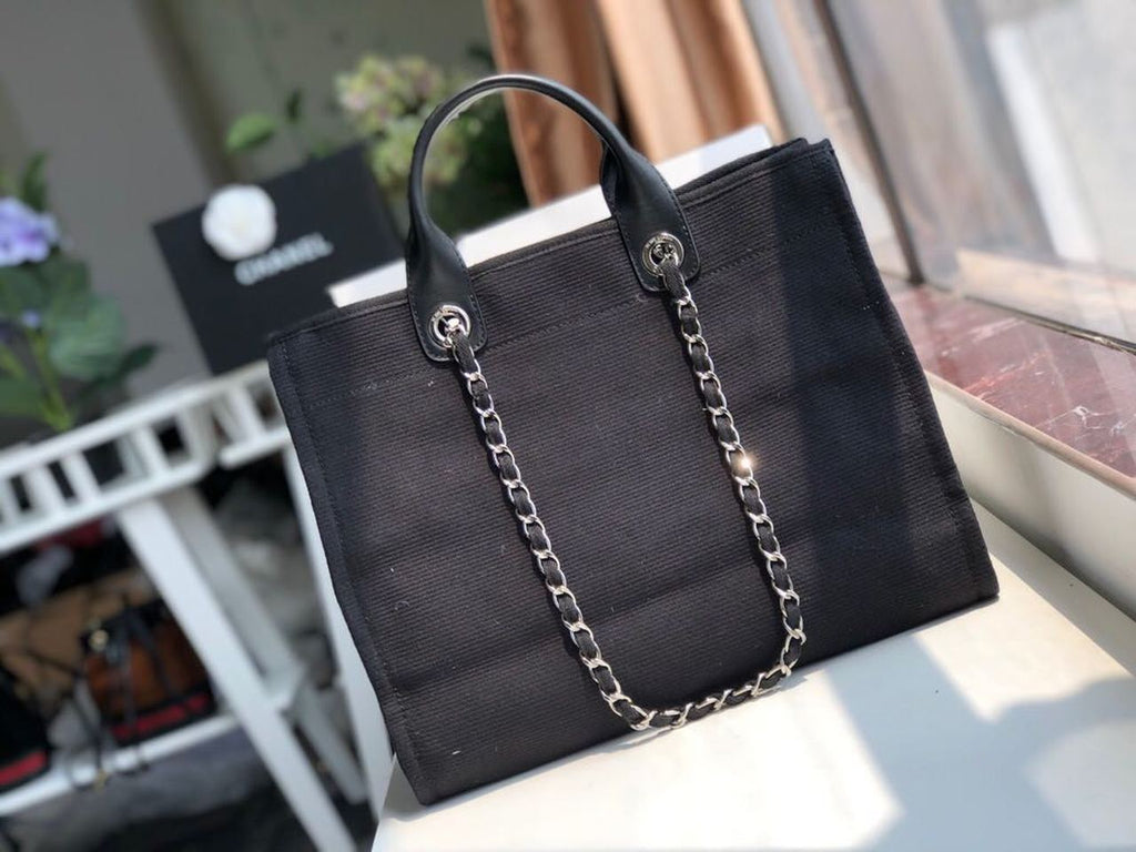 CHL -  Deauville Tote Canvas Bag Black For Women Handbags, Shoulder Bags 15in/38LO A66941