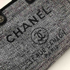 CHL -  Deauville Tote Raffia Canvas Bag Black/White For Women 14.9in/38LO