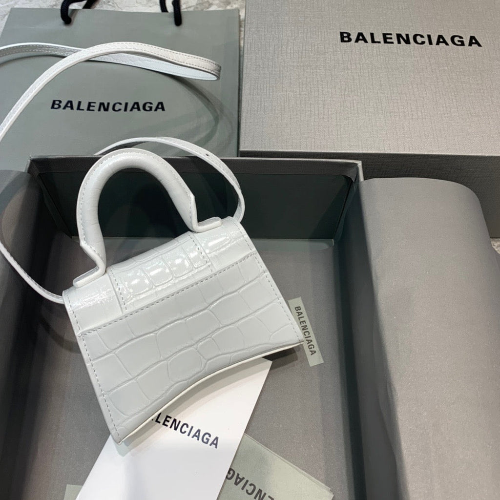 BLN-Ciaga Hourglass Mini Handbag In White, For Women,  Bags 4.7in/12LO 6373721LR6Y9016
