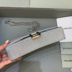BLN-Ciaga Hourglass Wallet On Chain in Grey, For Women,  Bags 7.6in/19LO 6560502102G1501