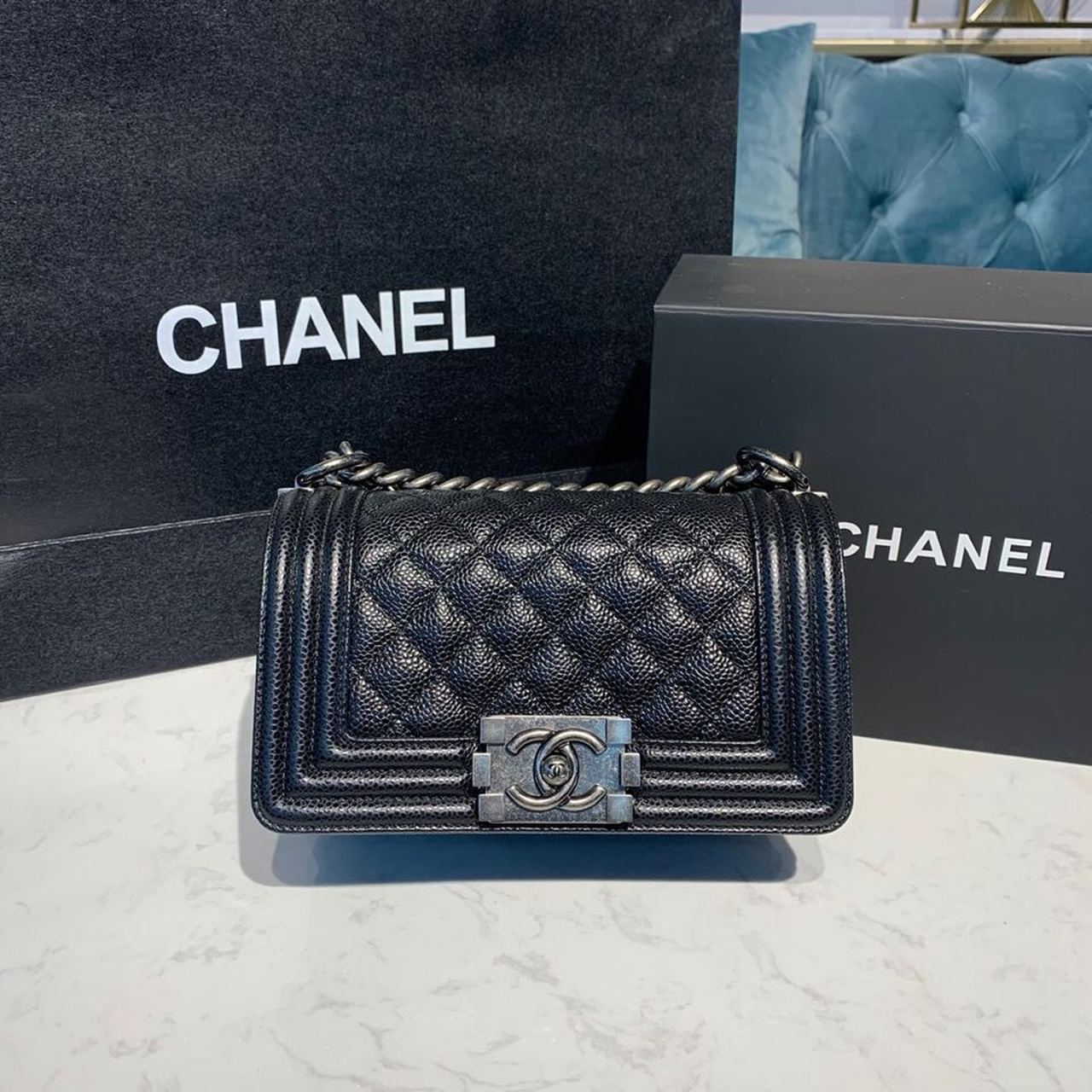 CHL - Small Boy Handbag SilLusso Official - Hardware Black For Women Bags, Shoulder And Crossbody Bags 7.8in/20LO A67085