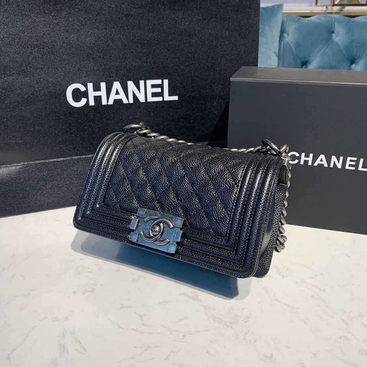 CHL - Small Boy Handbag SilLusso Official - Hardware Black For Women Bags, Shoulder And Crossbody Bags 7.8in/20LO A67085