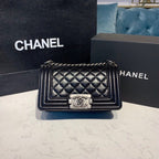 CHL - Small Boy Handbag SilLusso Official - Hardware Black For Women Bags, Shoulder And Crossbody Bags 7.8in/20LO A67085