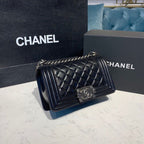 CHL - Small Boy Handbag SilLusso Official - Hardware Black For Women Bags, Shoulder And Crossbody Bags 7.8in/20LO A67085