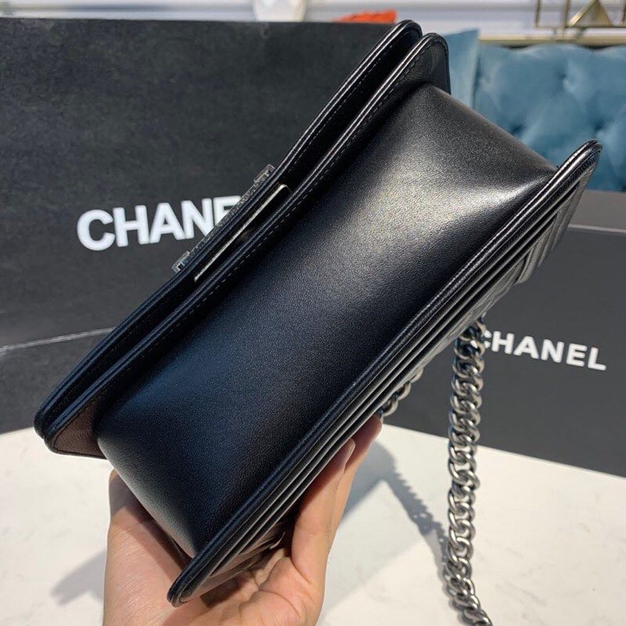 CHL - Small Boy Handbag SilLusso Official - Hardware Black For Women Bags, Shoulder And Crossbody Bags 7.8in/20LO A67085