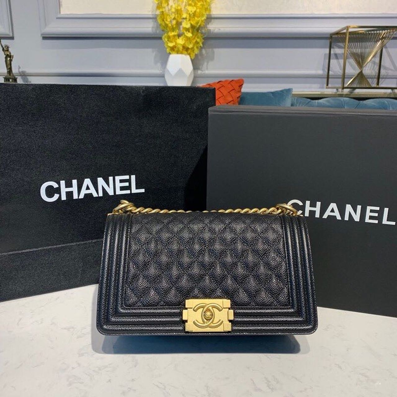 CHL -  Boy Handbag Gold Toned Hardware Black For Women Bags, Shoulder And Crossbody Bags 9.8in/25LO A67086