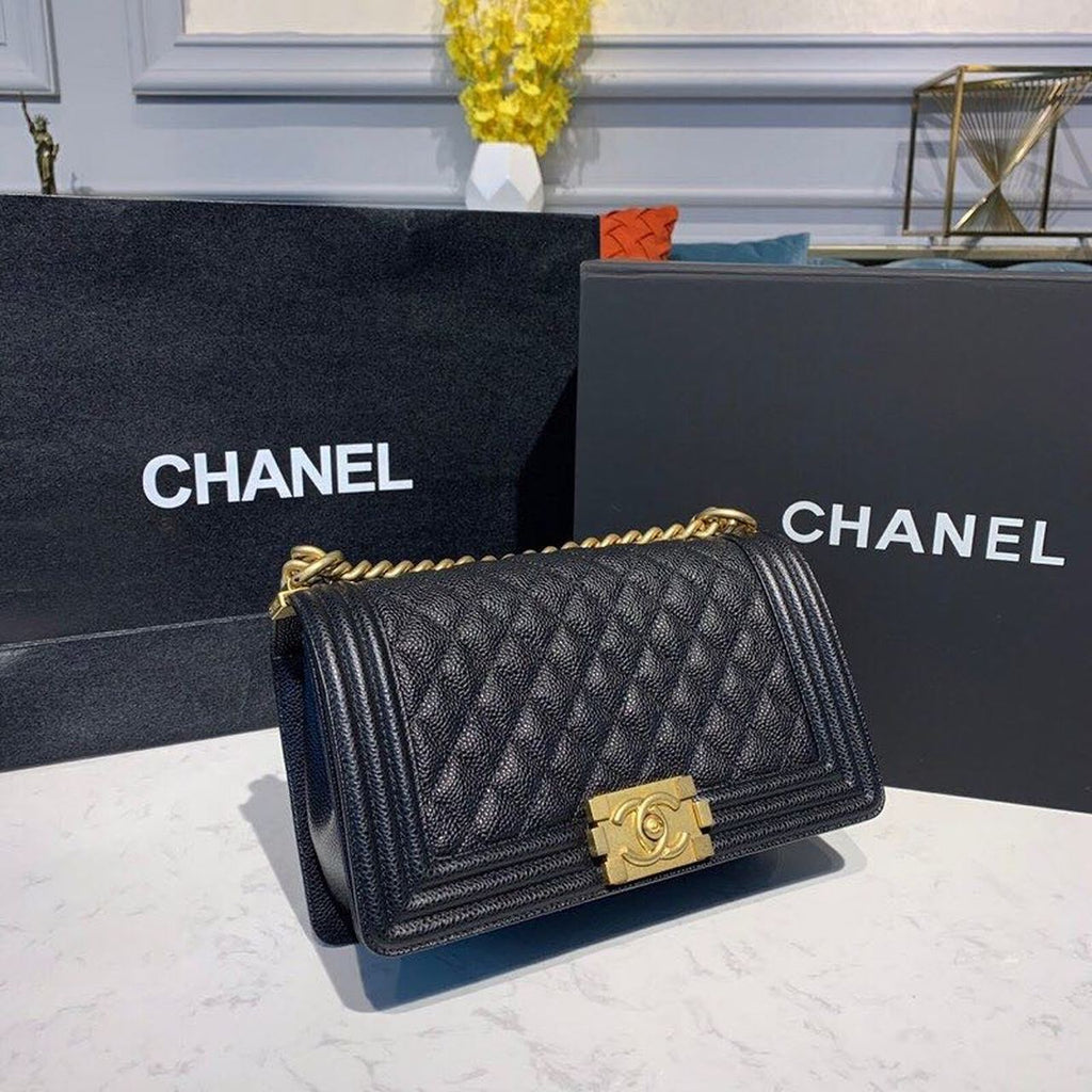 CHL -  Boy Handbag Gold Toned Hardware Black For Women Bags, Shoulder And Crossbody Bags 9.8in/25LO A67086