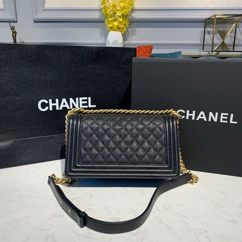 CHL -  Boy Handbag Gold Toned Hardware Black For Women Bags, Shoulder And Crossbody Bags 9.8in/25LO A67086
