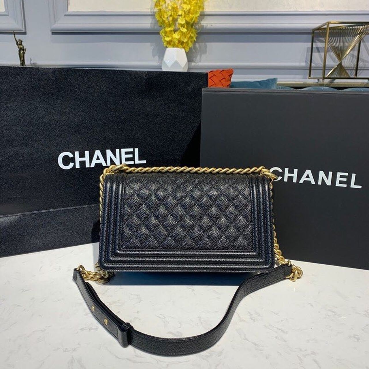 CHL -  Boy Handbag Gold Toned Hardware Black For Women Bags, Shoulder And Crossbody Bags 9.8in/25LO A67086