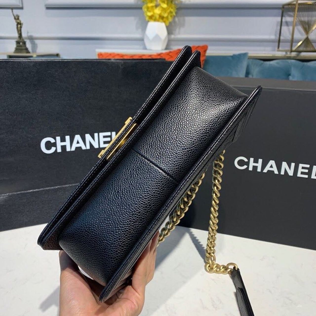 CHL -  Boy Handbag Gold Toned Hardware Black For Women Bags, Shoulder And Crossbody Bags 9.8in/25LO A67086