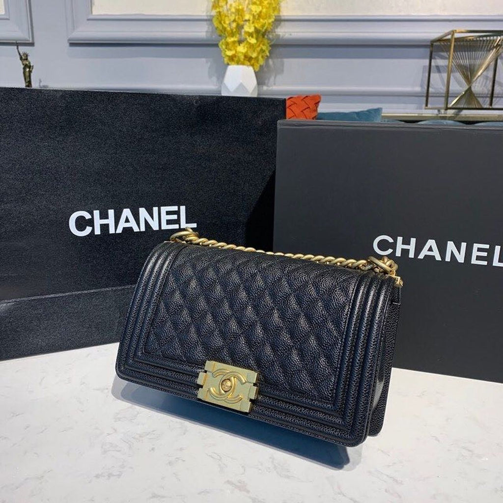 CHL -  Boy Handbag Gold Toned Hardware Black For Women Bags, Shoulder And Crossbody Bags 9.8in/25LO A67086