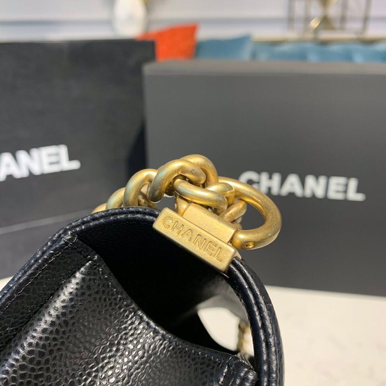 CHL -  Boy Handbag Gold Toned Hardware Black For Women Bags, Shoulder And Crossbody Bags 9.8in/25LO A67086