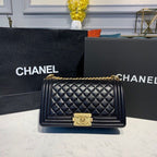 CHL -  Boy Handbag Gold Toned Hardware Black For Women Bags, Shoulder And Crossbody Bags 9.8in/25LO A67086